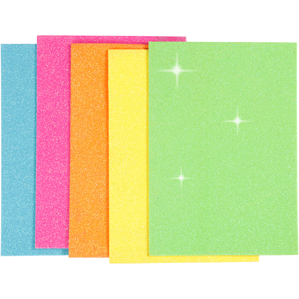Foam Sheets, A5, sheet 150x210 mm, thickness 2 mm, assorted colours, 5 sheet