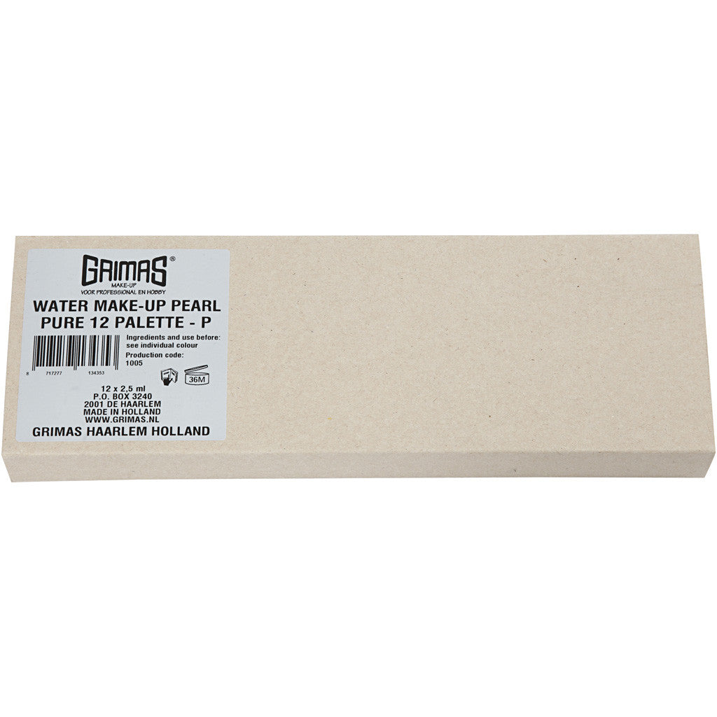 Grimas ansiktsfärg - sminkpalett, pärlemorsfärger, 12x2.50 ml/ 1 st. [HOB-77060]