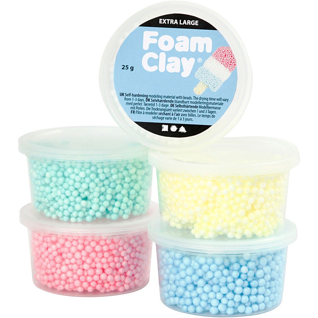 Foam Clay Extra Large, mixade färger, 5x25 g/ 1 förp. [HOB-780940]