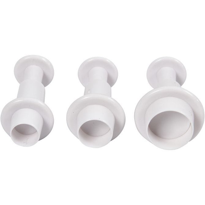 Utsticksform med prägel, cirkel, Dia. 1,1+1,3+1,7 cm, vit, 3 st./ 1 förp. [HOB-782876]