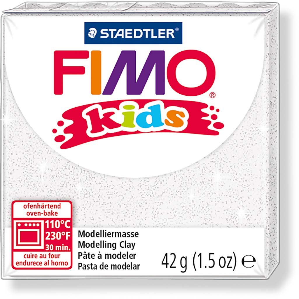 FIMO® Kids Clay, glitter, vit, 42 g/ 1 förp. [HOB-78534]