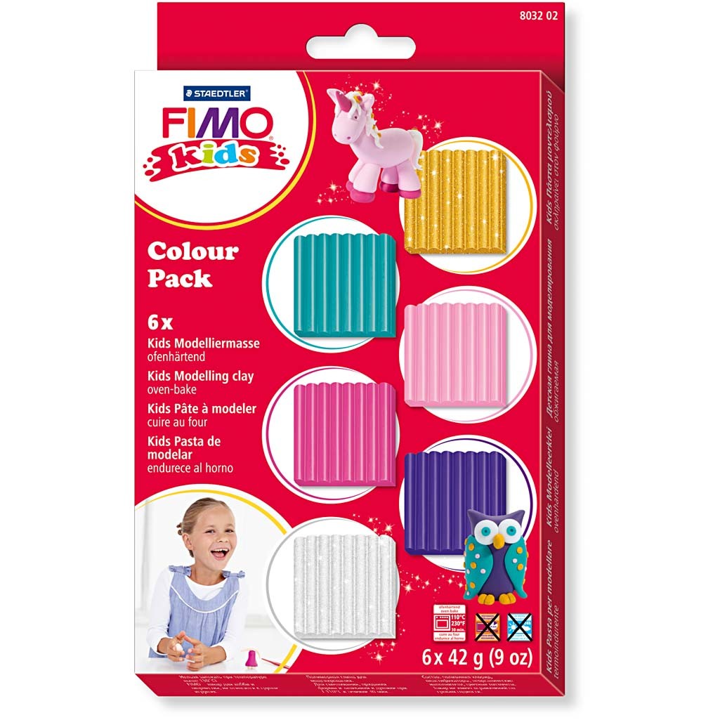 FIMO® Kids Clay, kompletterande färger, 6x42 g/ 1 förp. [HOB-78537]