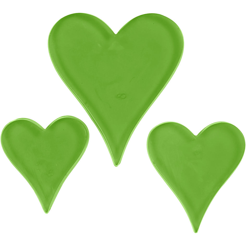 Gjutformar, Hjärtan, H: 6+8+10 cm, D: 9 mm, stl. 14,9x22 cm, 1 st. [HOB-78634]