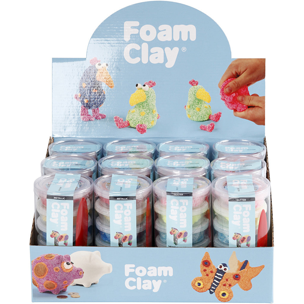 Foam Clay® , glitter färger, metallicfärger, 12 set/ 1 förp. [HOB-78720]