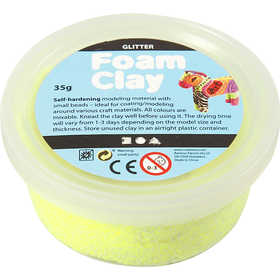 Foam Clay® , glitter, gul, 35 g/ 1 burk [HOB-78864]