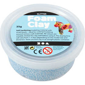 Foam Clay® , glitter, ljusblå, 35 g/ 1 burk [HOB-78865]