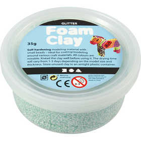 Foam Clay® , glitter, ljusgrön, 35 g/ 1 burk [HOB-78866]