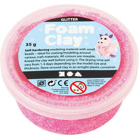 Foam Clay® , glitter, rosa, 35 g/ 1 burk [HOB-788820]