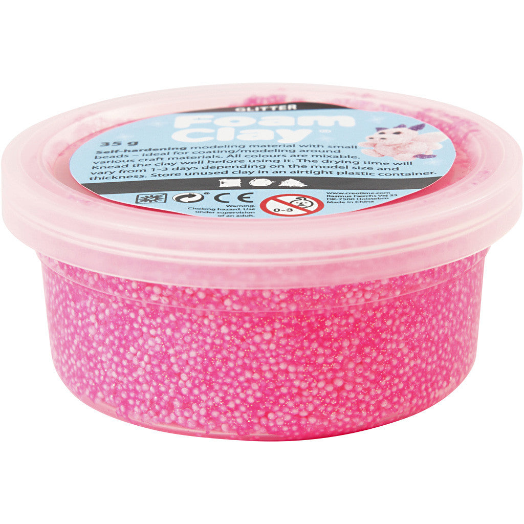 Foam Clay® , glitter, rosa, 35 g/ 1 burk [HOB-788820]