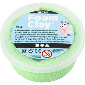 Foam Clay® , glitter, grön, 35 g/ 1 burk [HOB-788830]