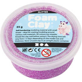 Foam Clay® , glitter, lila, 35 g/ 1 burk [HOB-788840]