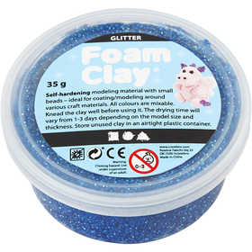 Foam Clay® , glitter, blå, 35 g/ 1 burk [HOB-788850]
