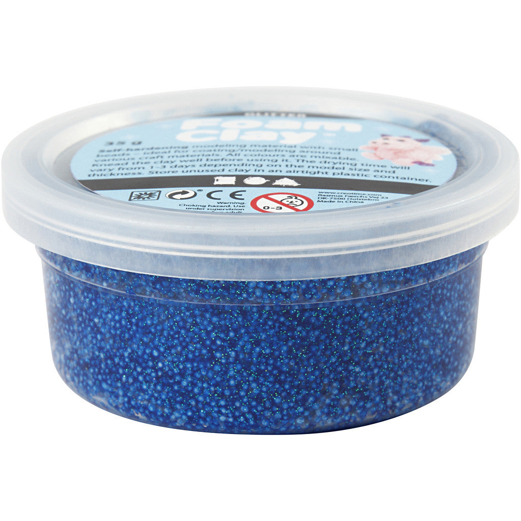 Foam Clay® , glitter, blå, 35 g/ 1 burk [HOB-788850]