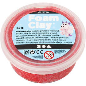 Foam Clay® , glitter, röd, 35 g/ 1 burk [HOB-788870]