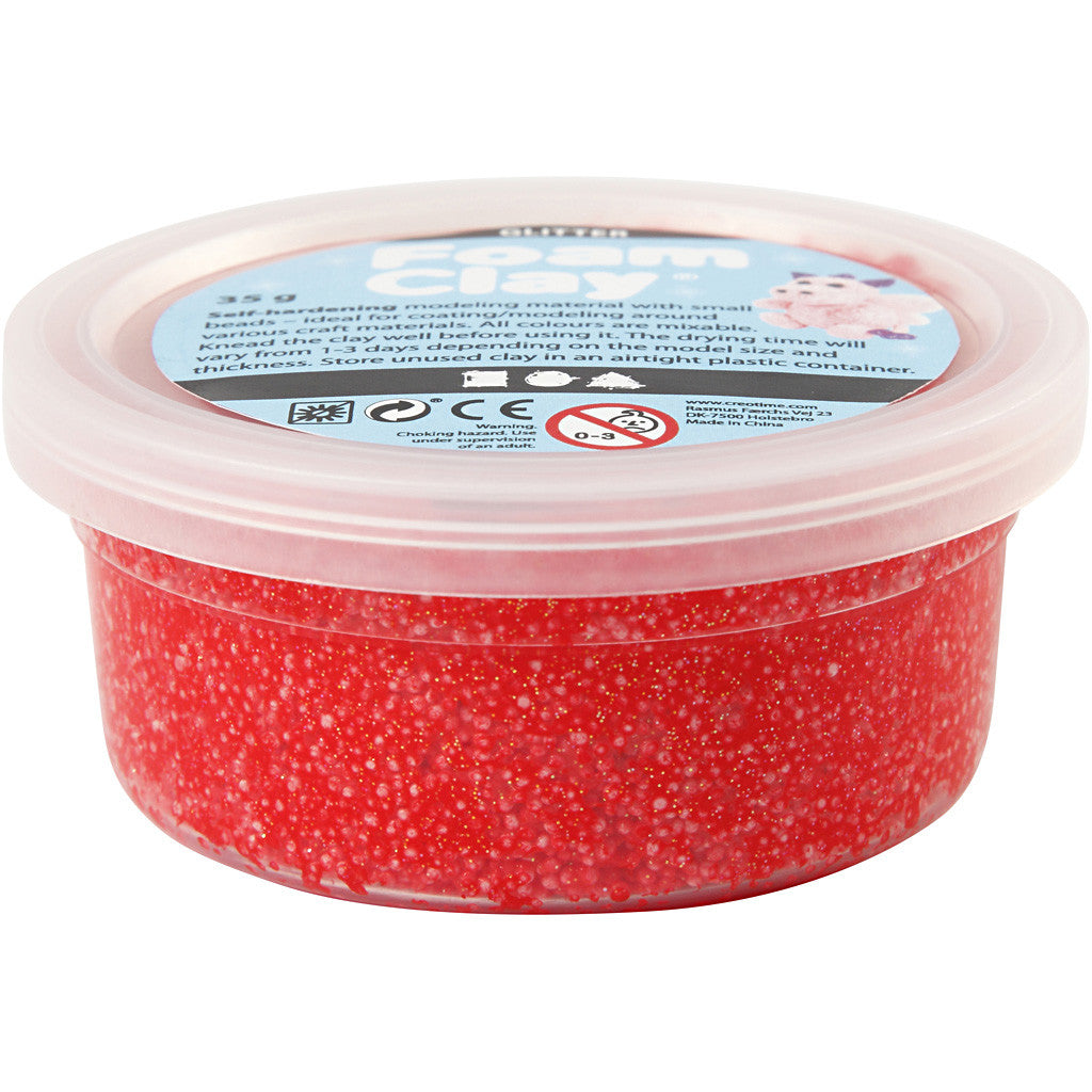 Foam Clay® , glitter, röd, 35 g/ 1 burk [HOB-788870]