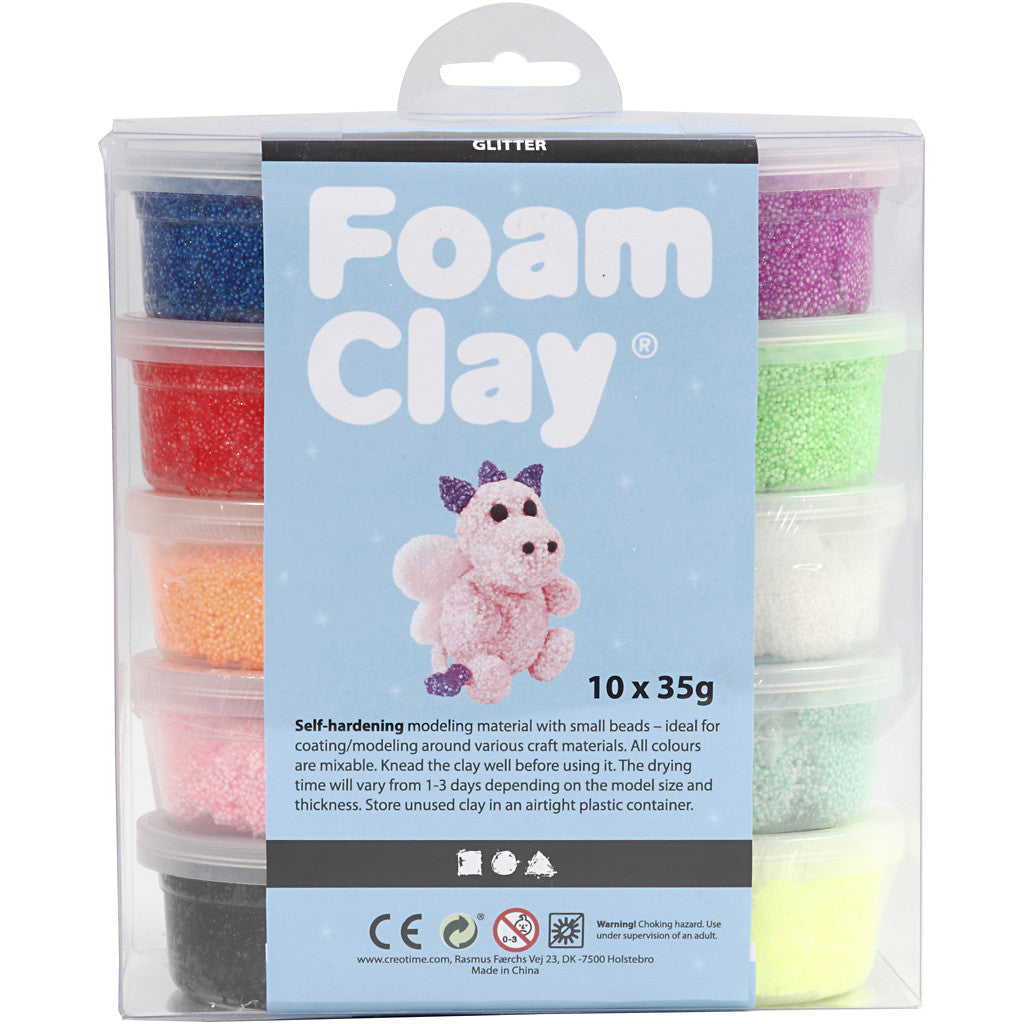 Foam Clay® , glitter, mixade färger, 10x35 g/ 1 förp. [HOB-78890]