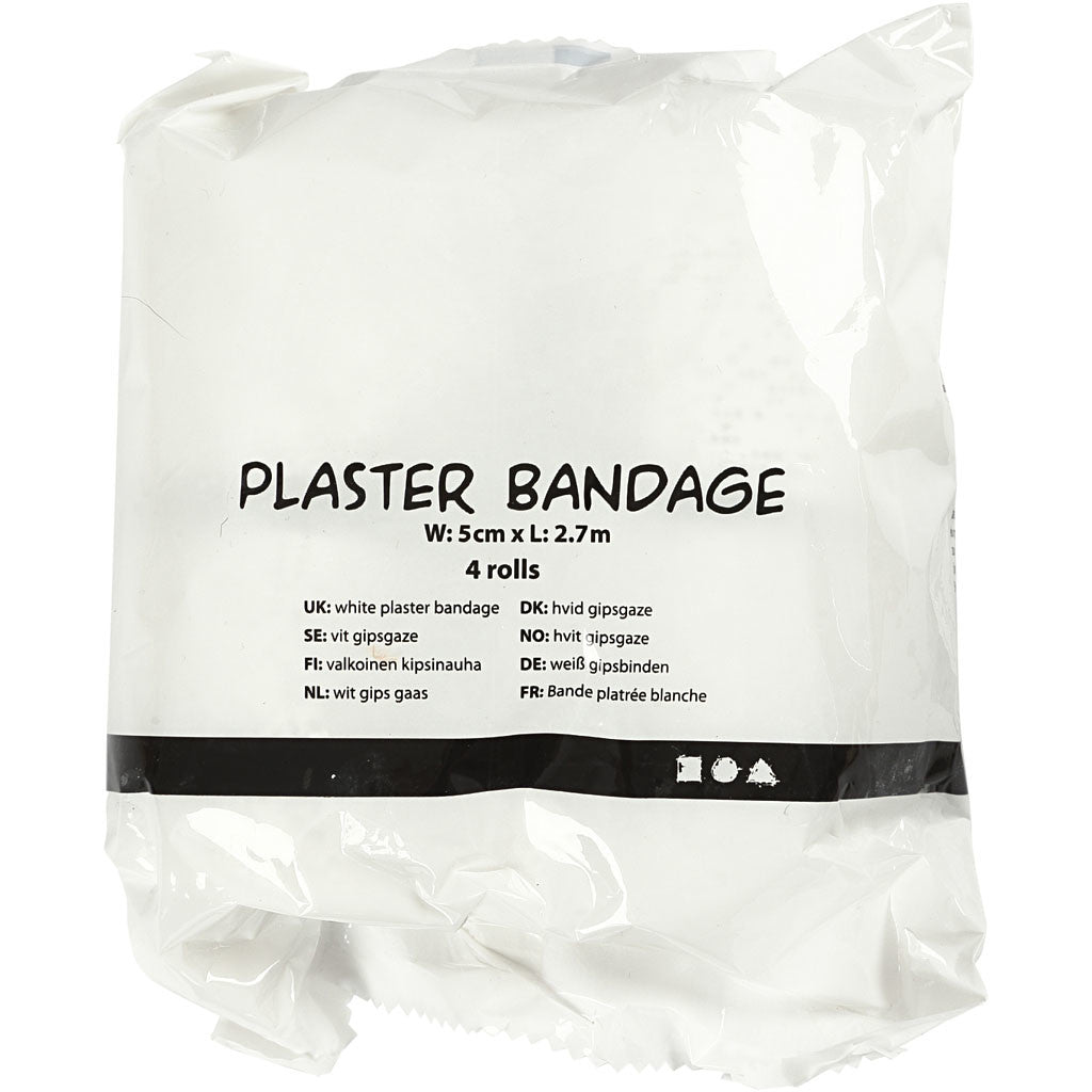 Gipsgasväv, L: 2,7 M, B: 5 cm, vit, 4 rl./ 1 förp. [HOB-78912]