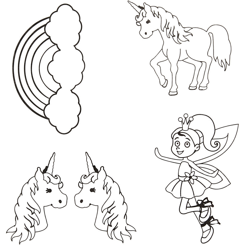 Krympplastark med motiv, enhörning, ark 10,5x14,5 cm, tjocklek 0,3 mm, matt transparenta, 4 ark/ 1 förp. [HOB-790711]