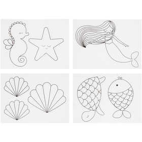 Krympplastark med motiv, Sjöjungfru, ark 10,5x14,5 cm, tjocklek 0,3 mm, matt transparenta, 4 ark/ 1 förp. [HOB-790712]