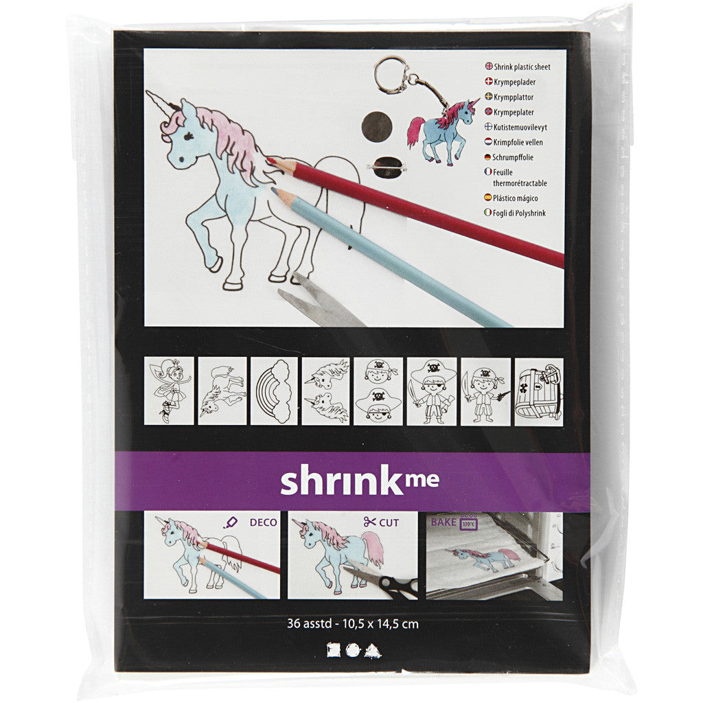 Krympplastark med motiv, ark 10,5x14,5 cm, tjocklek 0,3 mm, 36 ark/ 1 förp. [HOB-79072]