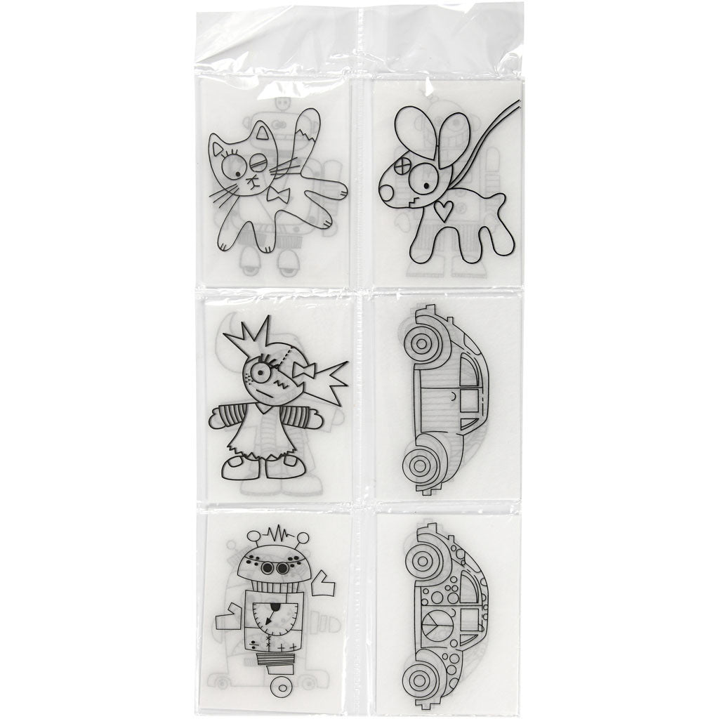 Krympplastark med motiv, ark 10,5x14,5 cm, tjocklek 0,3 mm, matt transparenta, 36 ark/ 1 förp. [HOB-79077]