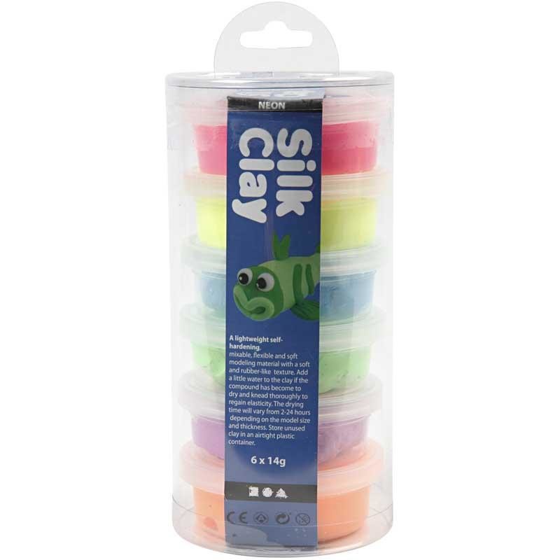 Silk Clay®, neonfärger, 6x14 g/ 1 förp. [HOB-79140]