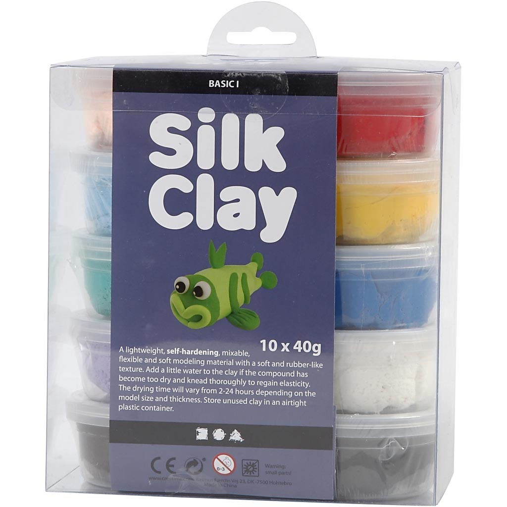 Silk Clay®, Basic 1, mixade färger, 10x40 g/ 1 förp. [HOB-79143]