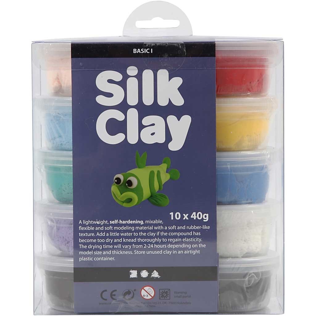 Silk Clay®, Basic 1, mixade färger, 10x40 g/ 1 förp. [HOB-79143]