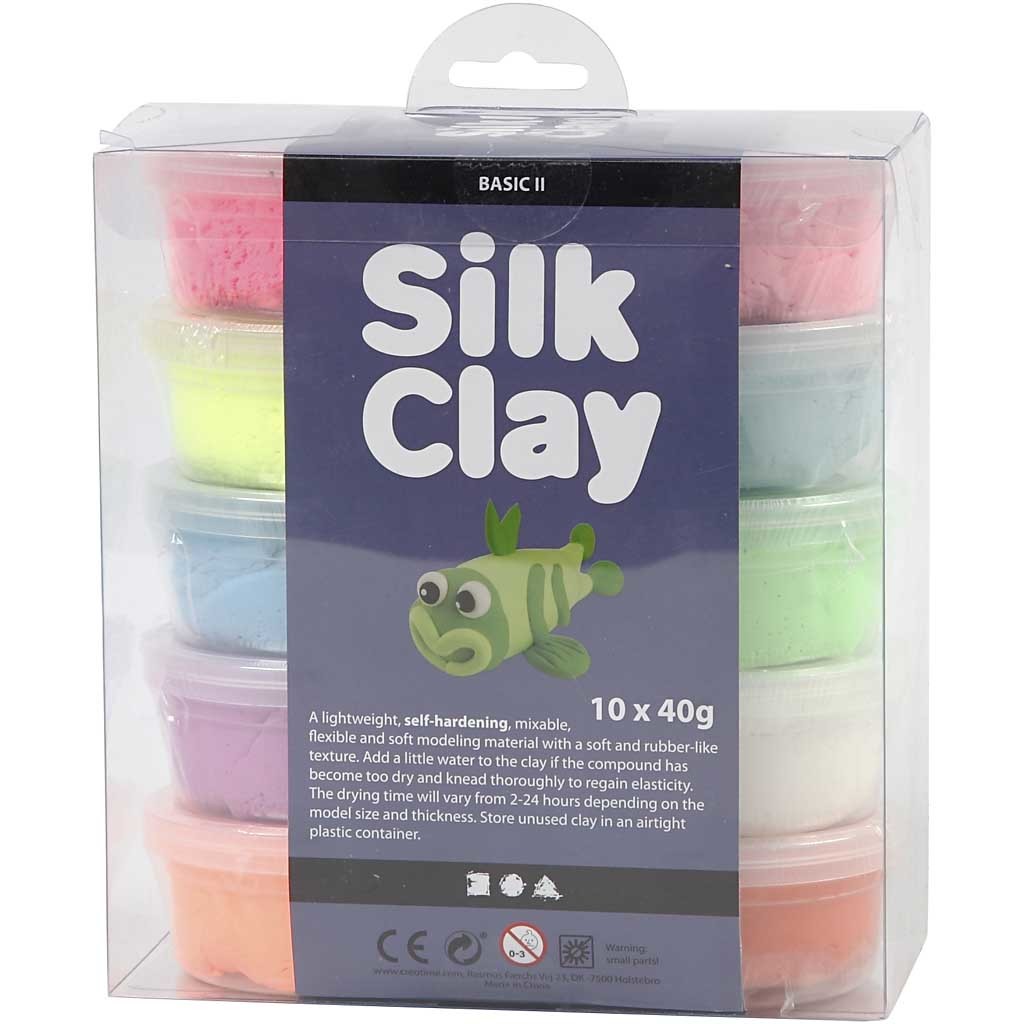 Silk Clay®, Basic 2, mixade färger, 10x40 g/ 1 förp. [HOB-79146]