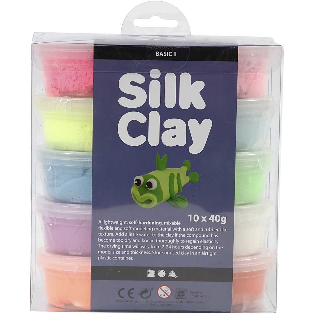 Silk Clay®, Basic 2, mixade färger, 10x40 g/ 1 förp. [HOB-79146]