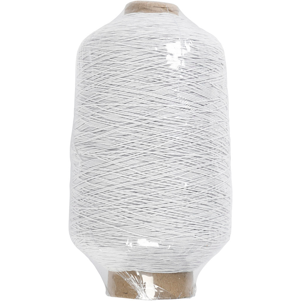 Tunn, rund elastisk tråd, vit, 1500 m/ 1 rl. [HOB-817101]