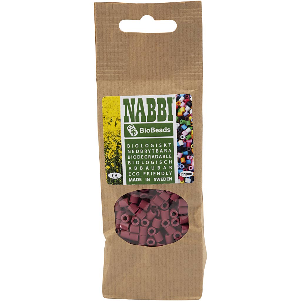 NABBI BioBeads, stl. 5x5 mm, Hålstl. 2,5 mm, medium, burgundy, 1000 st./ 1 förp. [HOB-9067640]