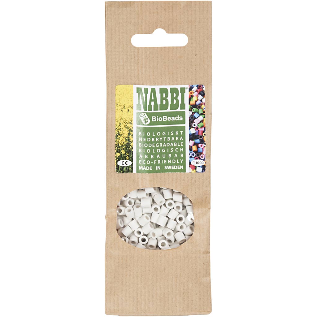 NABBI BioBeads, stl. 5x5 mm, Hålstl. 2.5 mm, medium, vit, 1000 st./ 1 förp. [HOB-9067730]