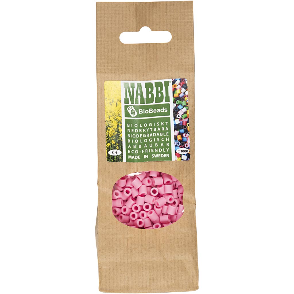NABBI BioBeads, stl. 5x5 mm, Hålstl. 2.5 mm, medium, rosa, 1000 st./ 1 förp. [HOB-9067760]