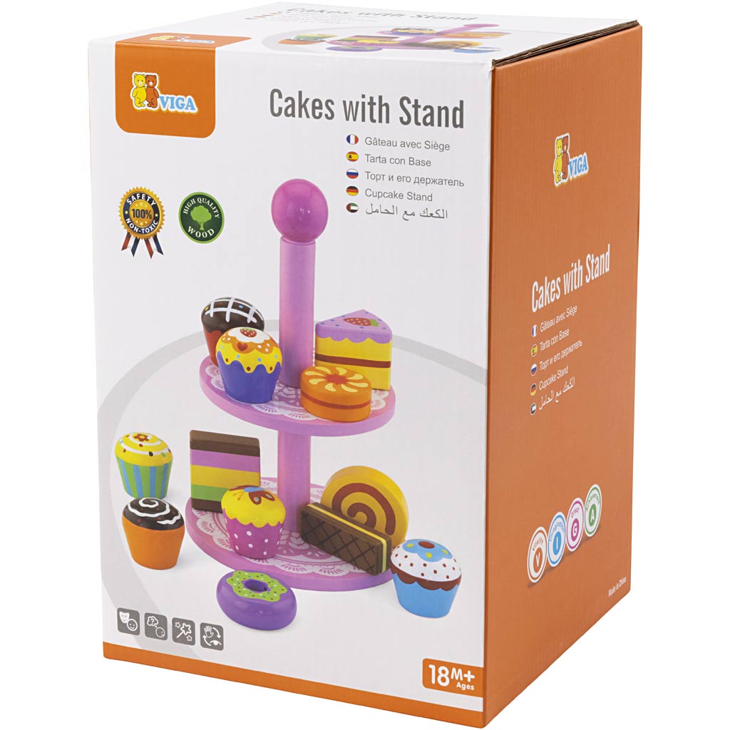 VIGA cupcakes med kakfat, stl. 25,5 cm, 1 set [HOB-907720]