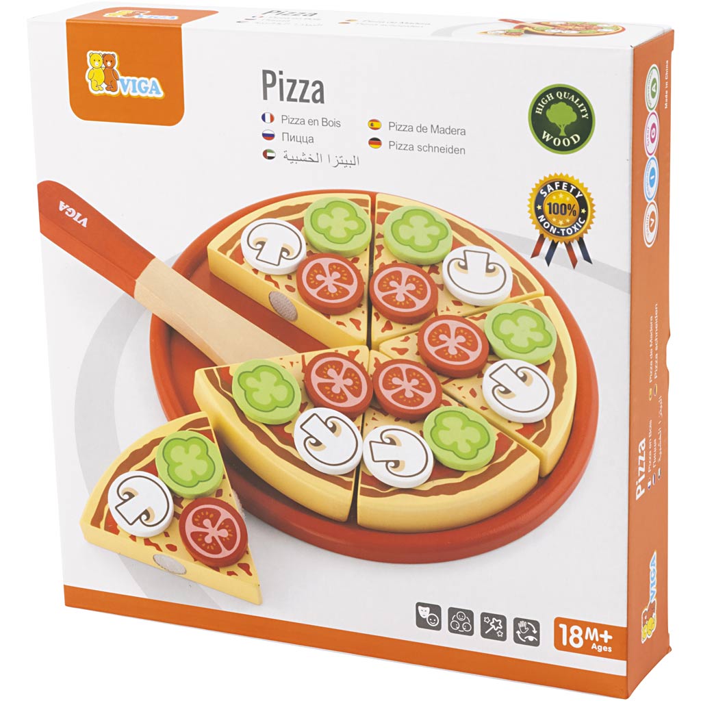 VIGA leksakspizza i trä, stl. 23x3,5 cm, 1 st. [HOB-907795]