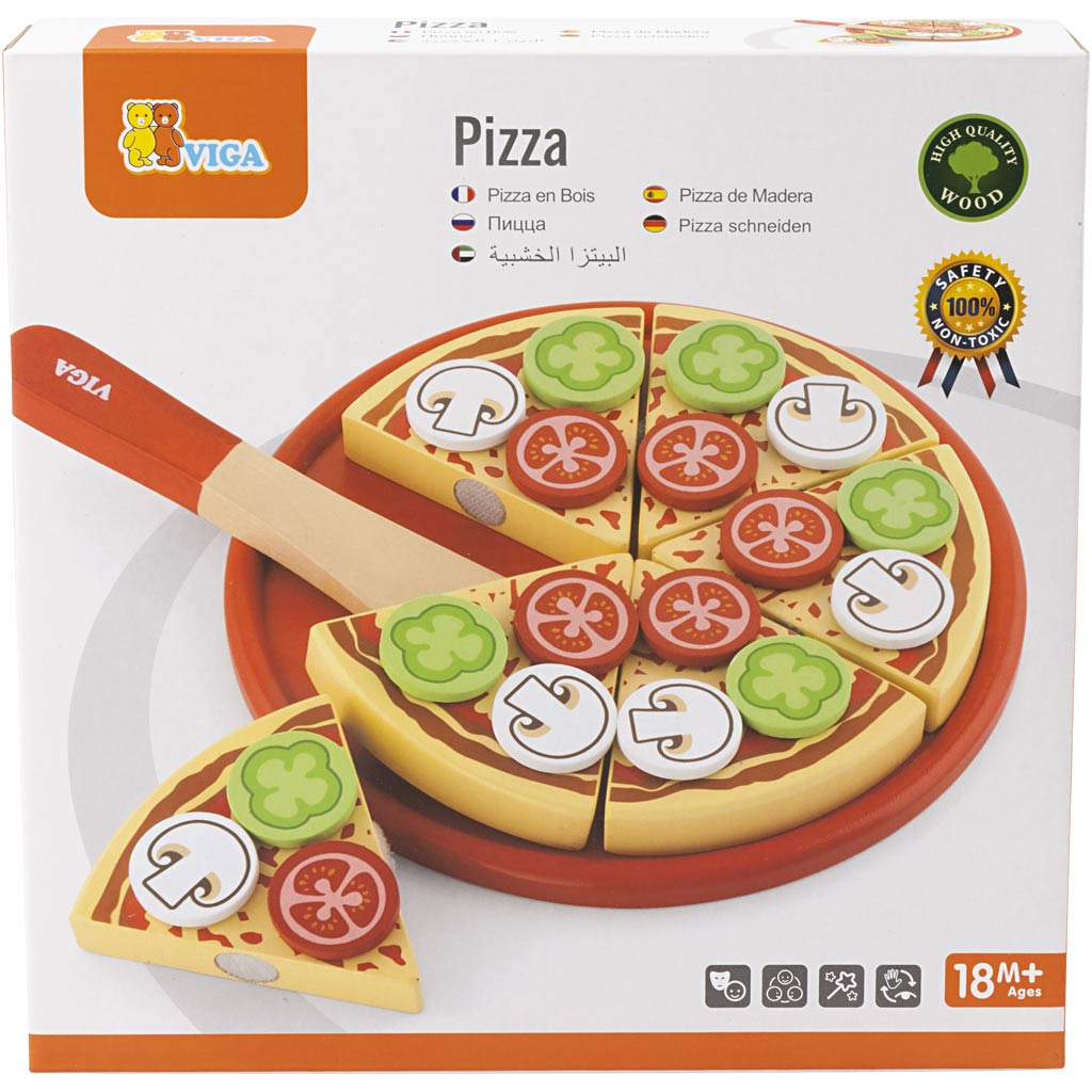 VIGA leksakspizza i trä, stl. 23x3,5 cm, 1 st. [HOB-907795]