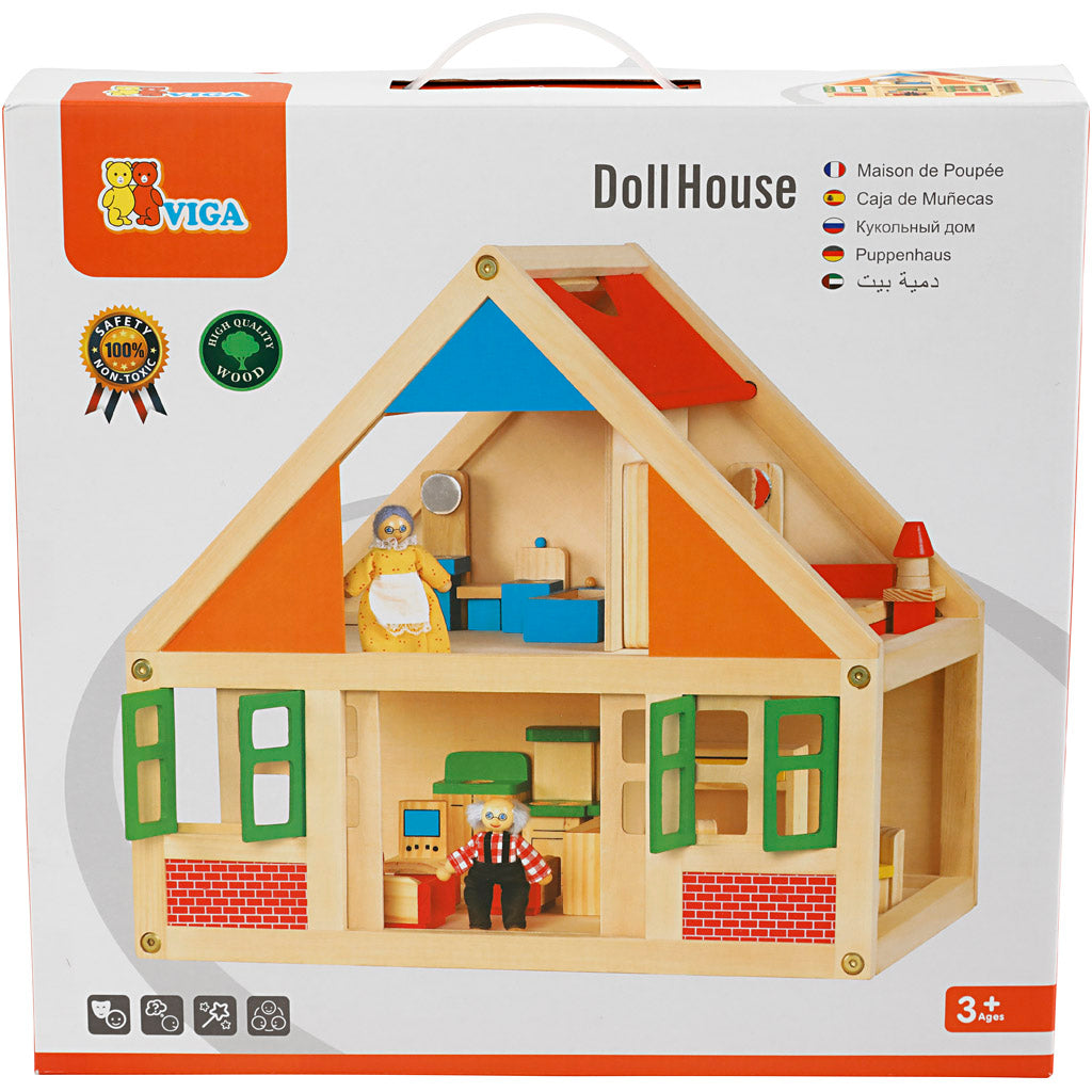 VIGA dockhus i trä, stl. 43x40x27 cm, 1 st. [HOB-908523]