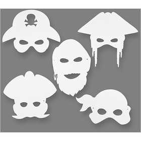 Piratmasker, H: 16-26 cm, B: 17,5-26,5 cm, 230 g, vit, 16 st./ 1 förp. [HOB-95212]