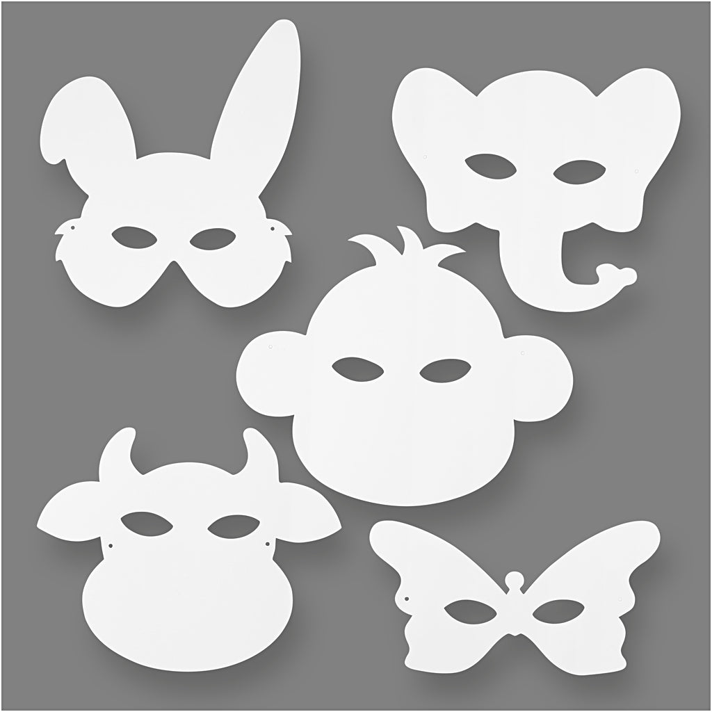 Kartongmasker, H: 15-22 cm, B: 24-25 cm, vit, 192 st./ 1 förp. [HOB-95273]