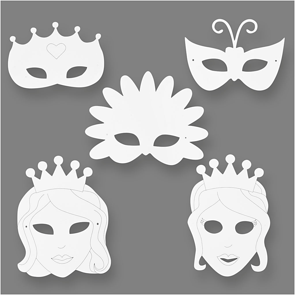 Kartongmasker, H: 15-22 cm, B: 24-25 cm, vit, 192 st./ 1 förp. [HOB-95273]