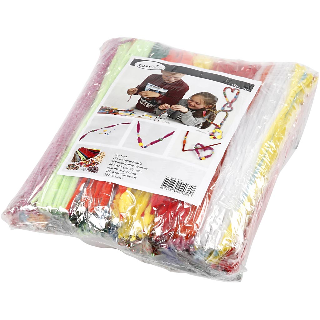 Kul med klämmor och piprensare, mixade färger, 1 set [HOB-97434]