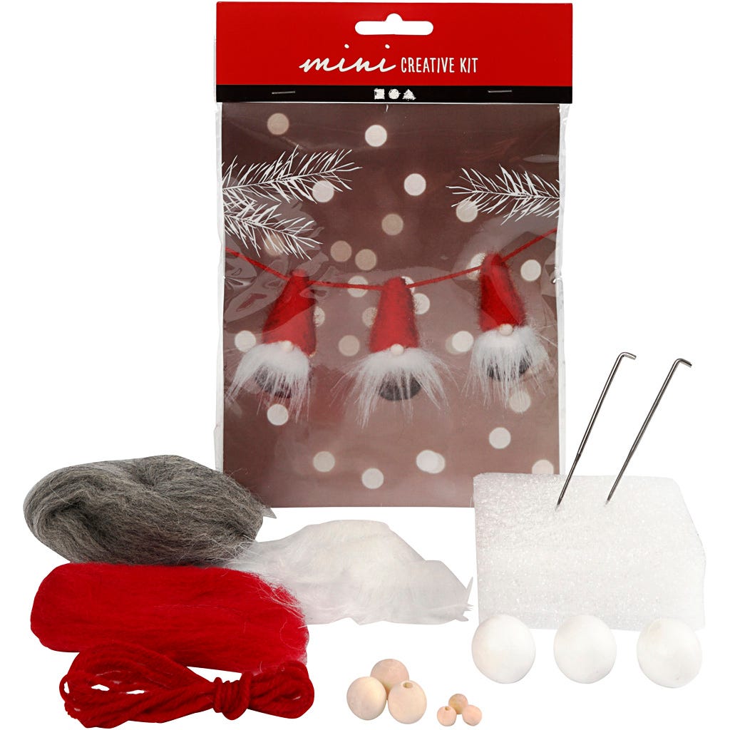 Mini DIY Kit, tomtenissar på snöre, H: 6 cm, 1 förp. [HOB-977407]