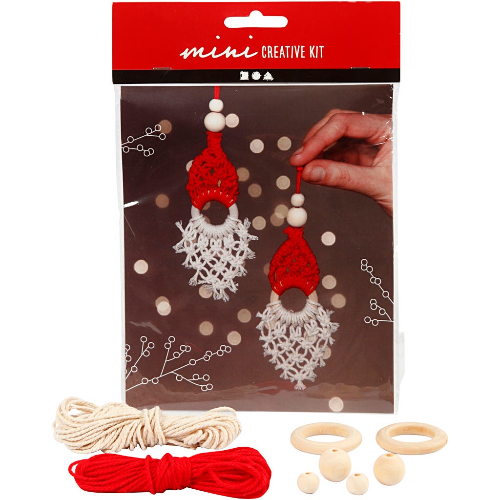 Mini DIY Kit, makramé nisse, H: 14 cm, 1 förp. [HOB-977410]