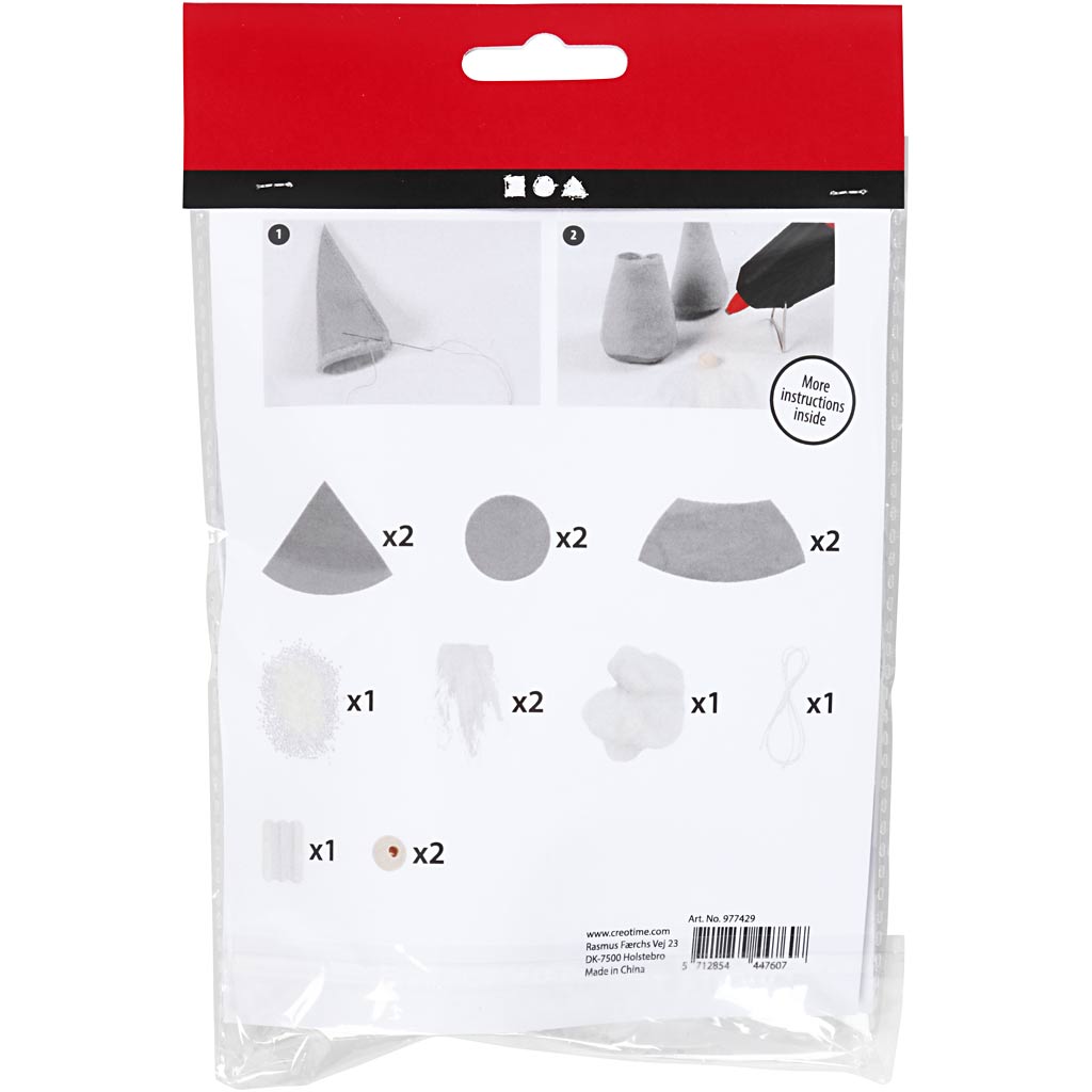 Mini DIY Kit, Skandinavisk tomte, H: 12 cm, grå, 1 förp. [HOB-977429]