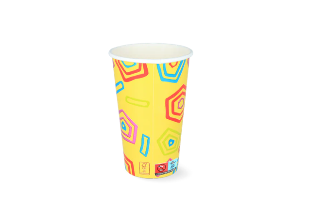 Milkshake-bägare kartong medium 450ml Ø9 cm 16oz Yellow FSC®Mix (500 st) [TK-9987534]