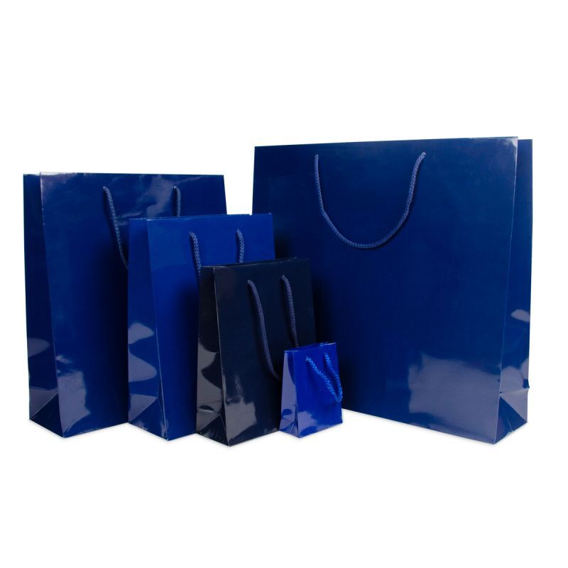 Glansiga Papperskassar 25 + 11 x 33 cm Mörkblå (100 st.) [FP-DPK002]