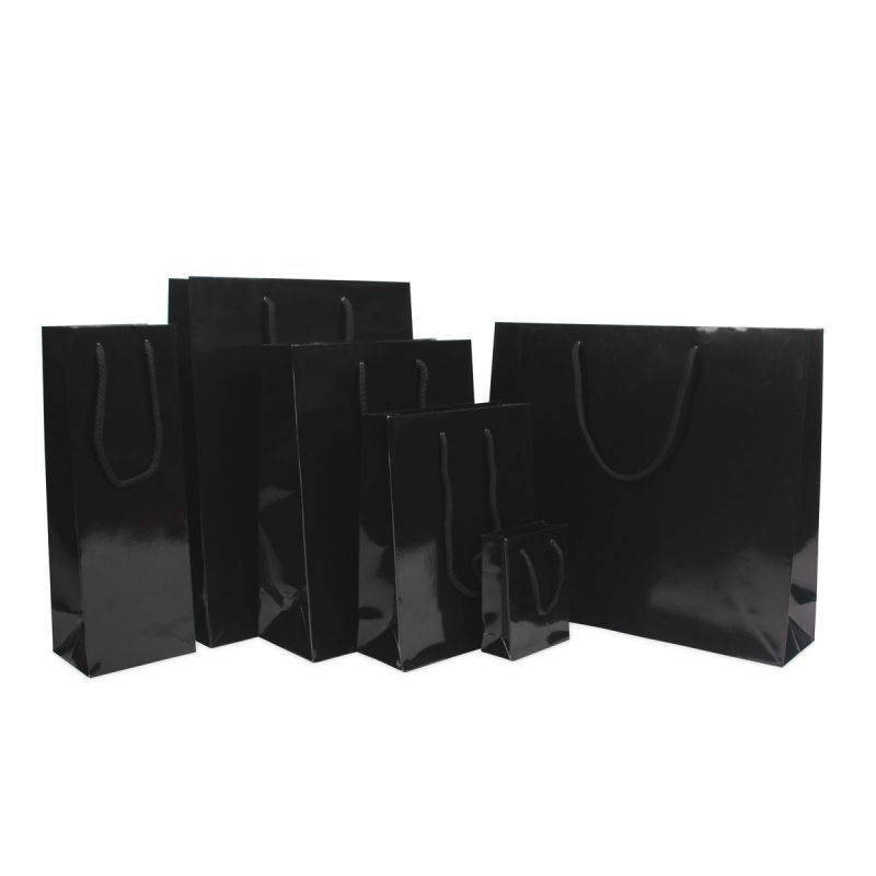 Glansiga Papperskassar 10 + 4,5 x 13 cm Svart (250 st.) [FP-DPK030]
