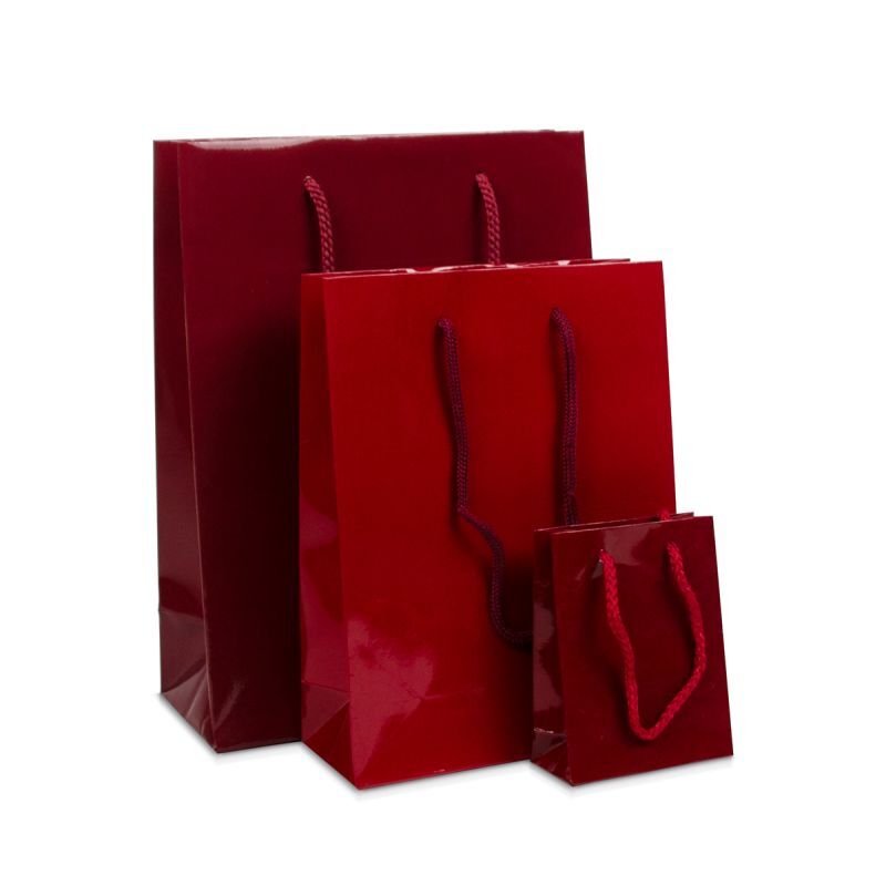 Glansiga Papperskassar 25 + 11 x 33 cm Bordeauxröd (100 st.) [FP-DPK041]