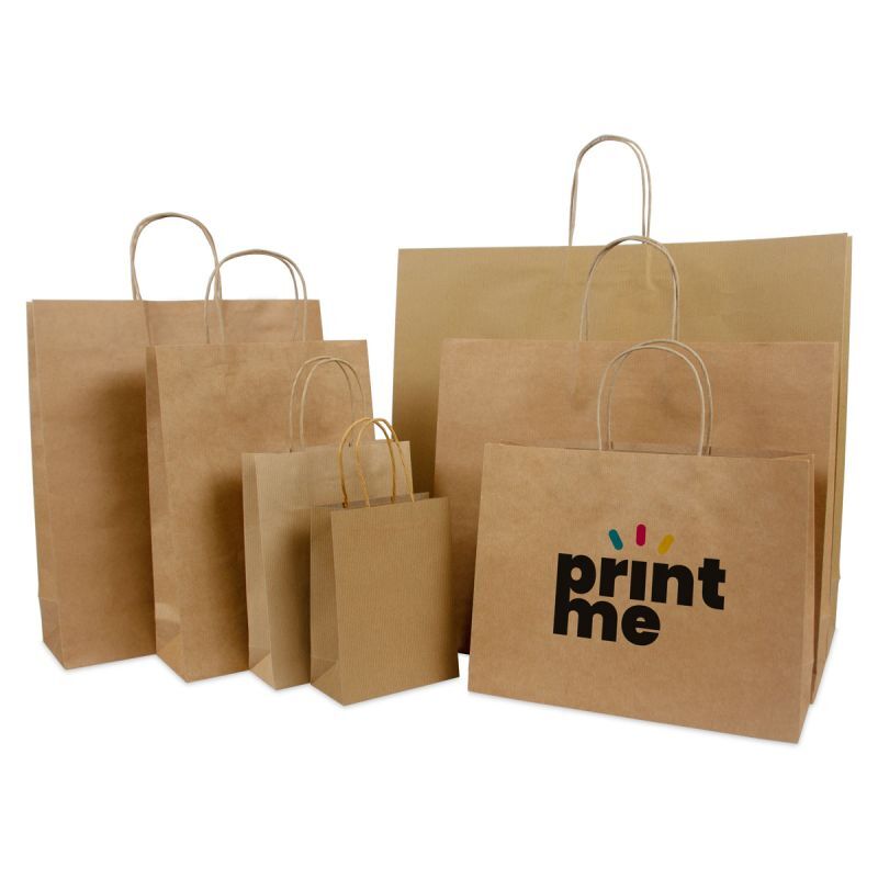 Papperskassar med tvinnade handtag och bottenkartong 54 + 13 x 46 cm Brun (100 st.) [FP-DPT005]